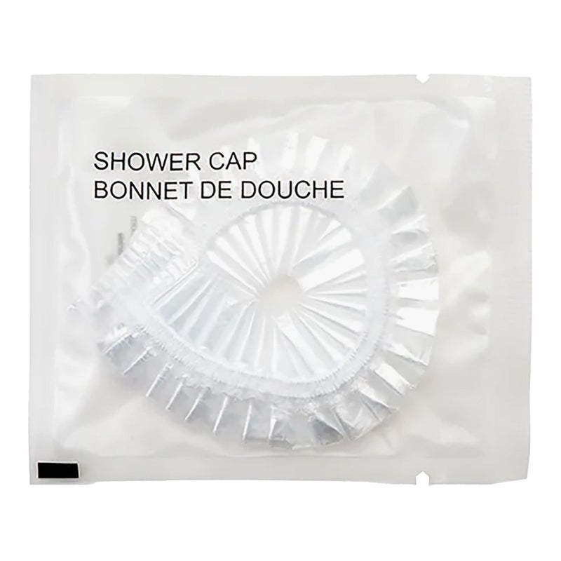 World Amenities Waterproof Shower Cap (Clear Frosted Sachet), Travel Size Hotel Amenities, Airbnb - Image 1